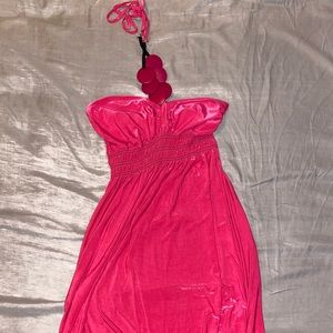 Pink high low halter sundress